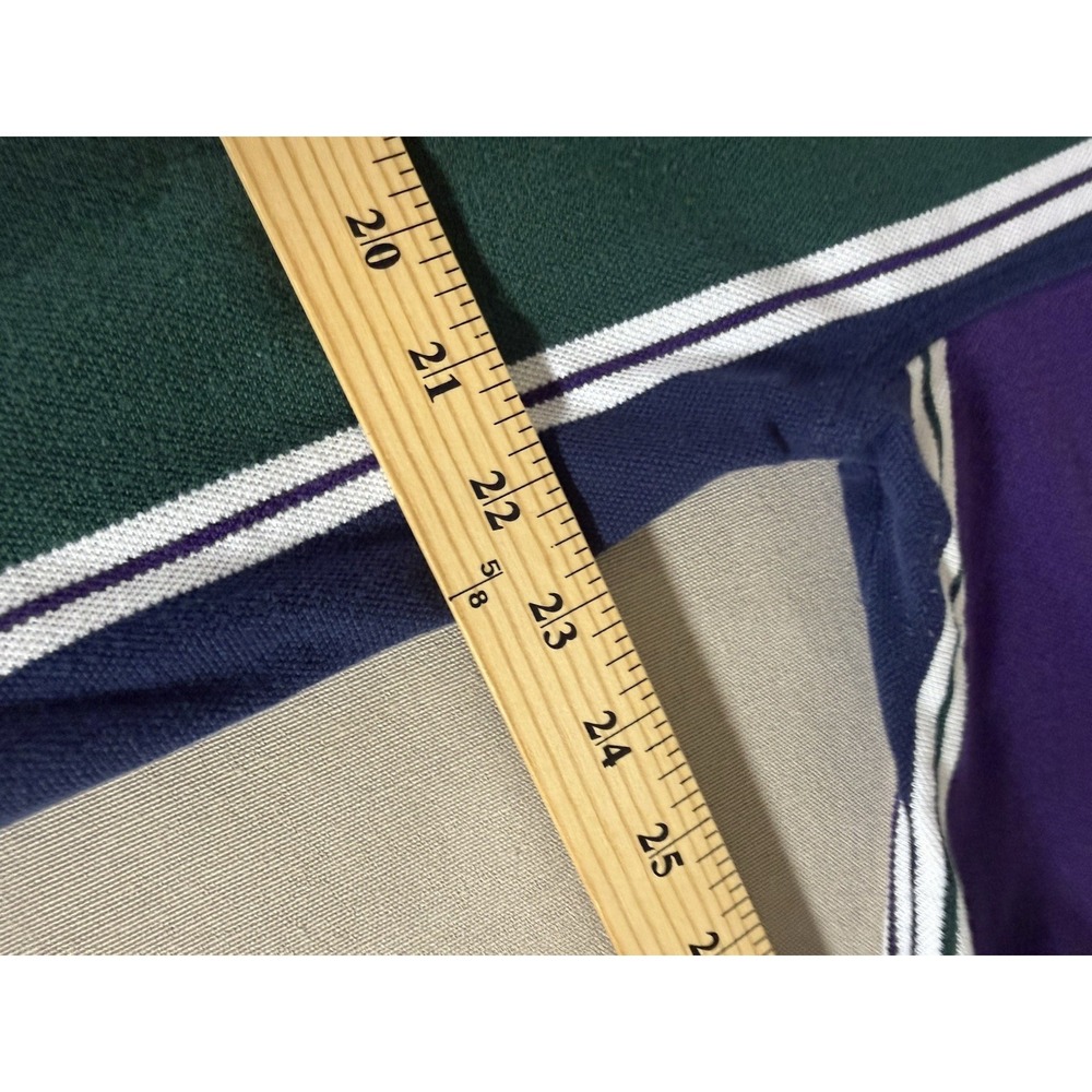 VINTAGE Tommy Hilfiger Shirt Adult XXL Green Purple Vertical Rugby Stripe Mens - Picture 7 of 7